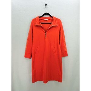 NWOT Dismero Made in Italy Womens Orange 3/4 Sleeve Zip Front Athletic Shirt Dre